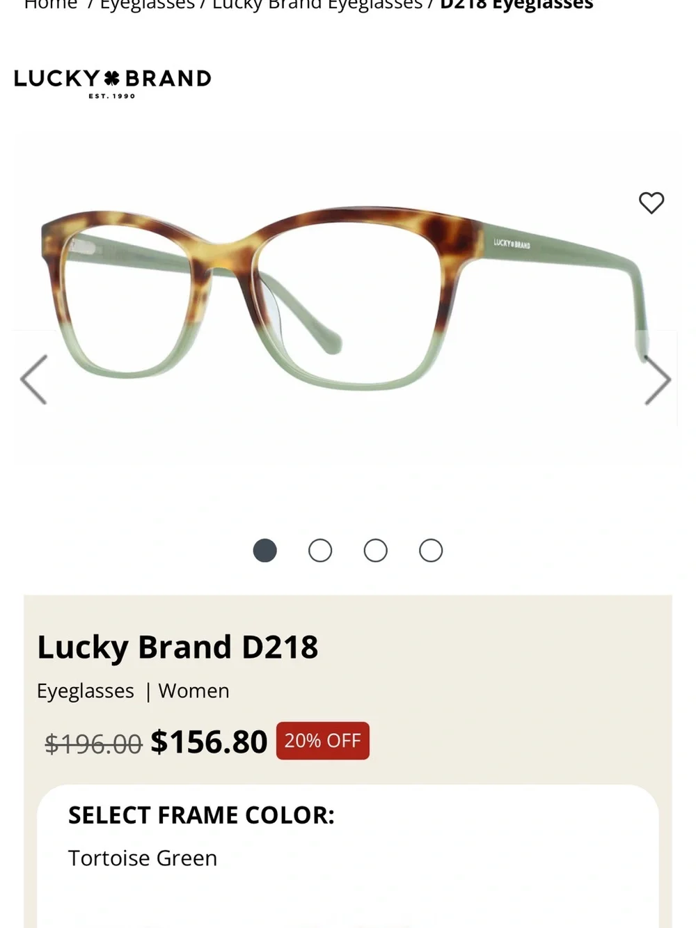 Lucky Brand Tortoiseshell to Light Green Gradient Women's Eyeglass Frames